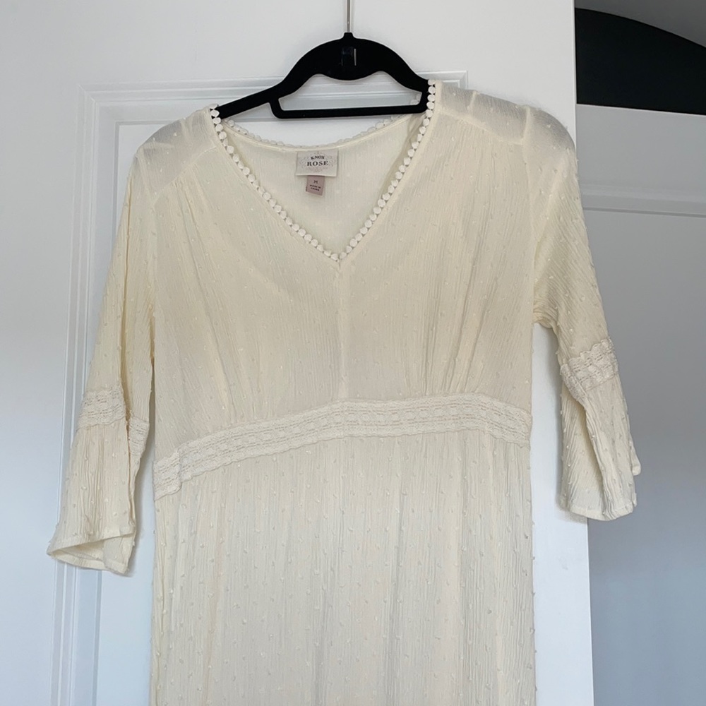cream Swiss dot maxi dress